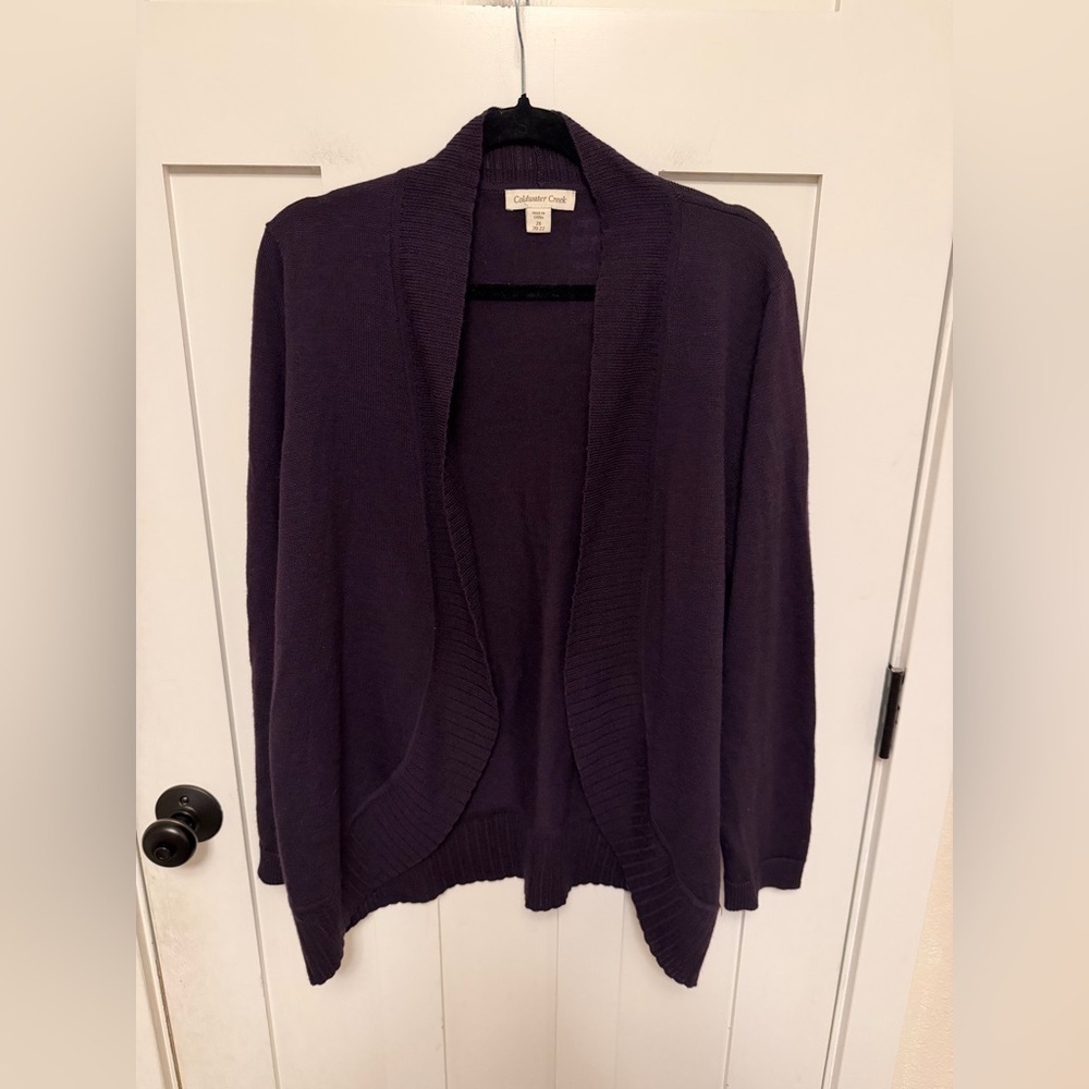 Coldwater Creek Merino Wool Blend open Front Cardigan Plus Size 2X 20-22 Purple
